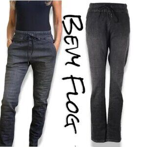 BEVY FLOG Shely Charcoal Black Denim Drawstring Pants Jeans Size 25